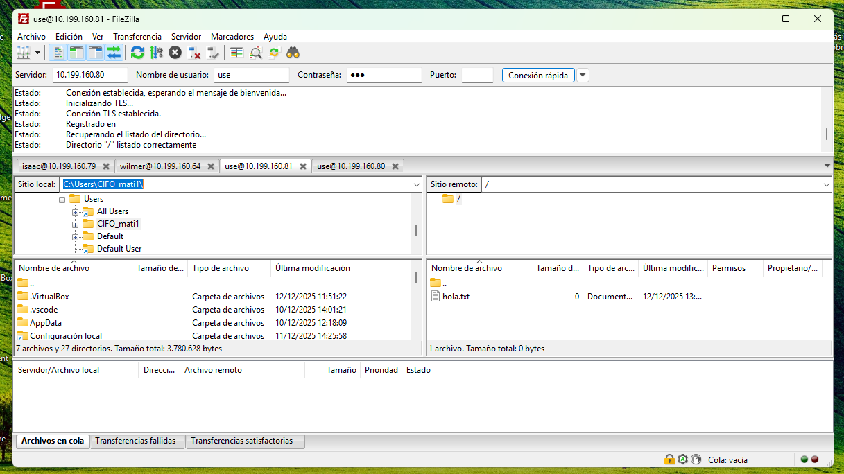 Prueba FTP Host Propio a Host Vecino